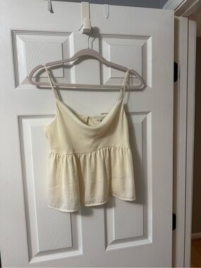 American Eagle Outfitters Cream Peplum Spaghetti Strap Tank